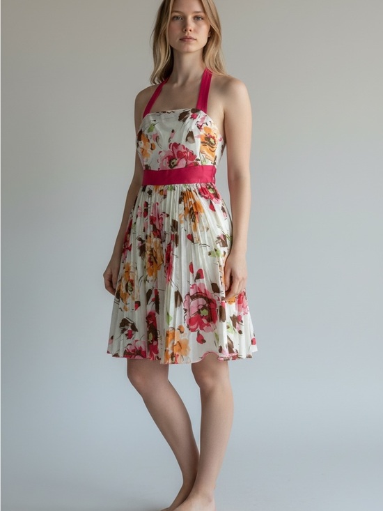 Kld Signature Dresses & Skirts - KLD Signiture Halter Sundress with Fuchsia Accents Wedding Guest Size Medium USA